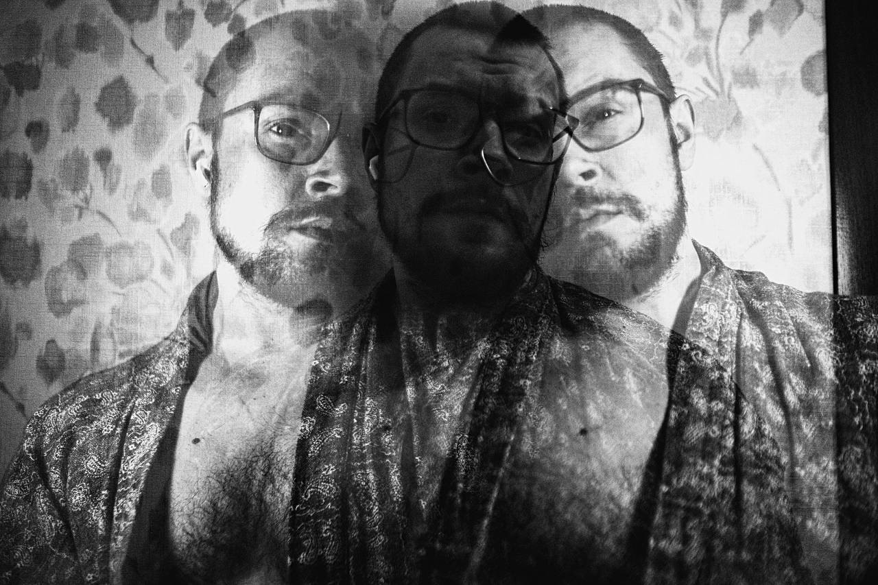Black and white multiple exposure self portrait